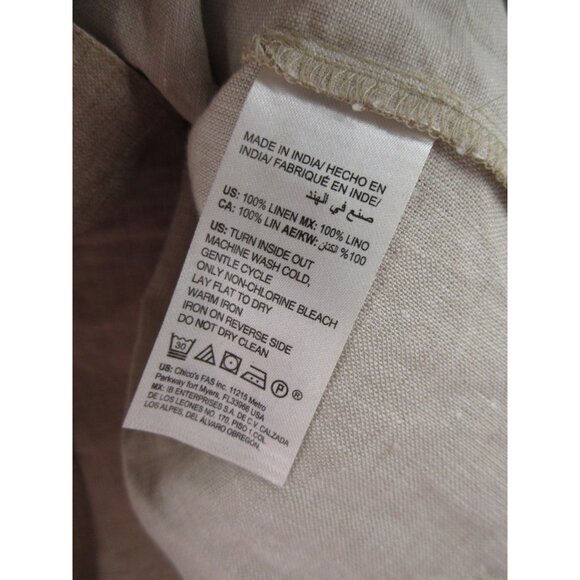 Chicos Jacket 1 Tan Linen Blazer Coat Shiny Lagenlook Zip Up Medium - Picture 10 of 11